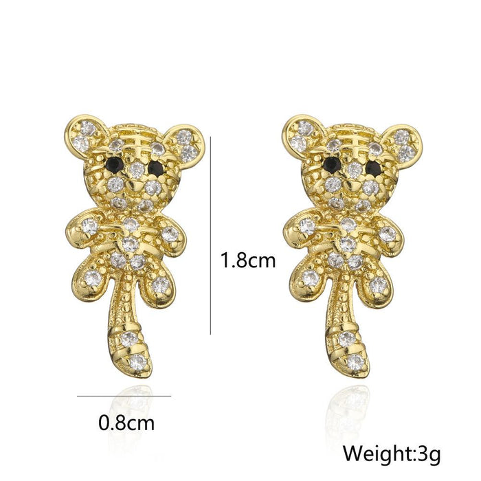 Ins Hot Sale Animal Earrings Gold Color Tiger Earrings