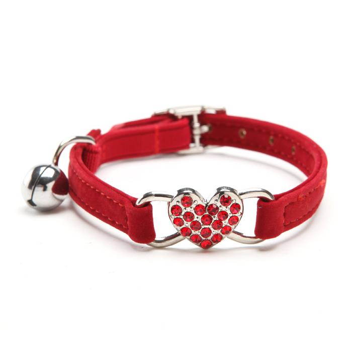 Heart Charm and Bell Cat Collar Safety Elastic Adjustable