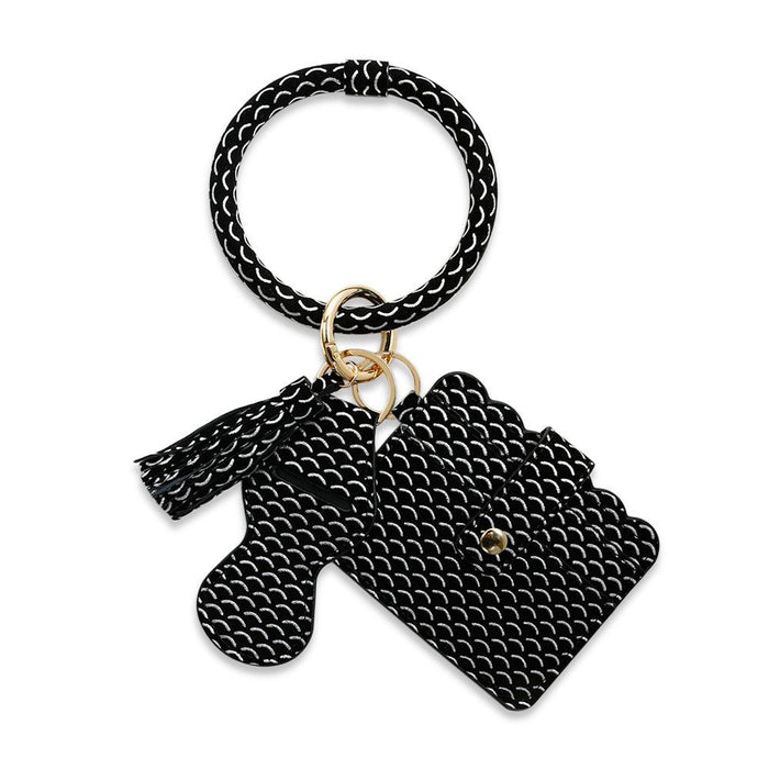 New PU Leather Tassel Wrist Key Chain Pendant Card Bag Bracelet