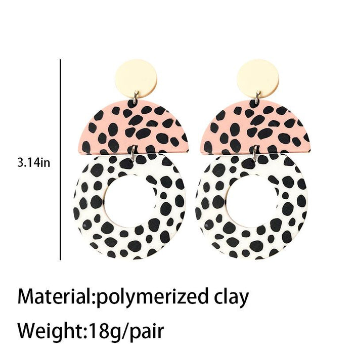 Pastoral Leopard Pattern Large Polymer Clay Earrings