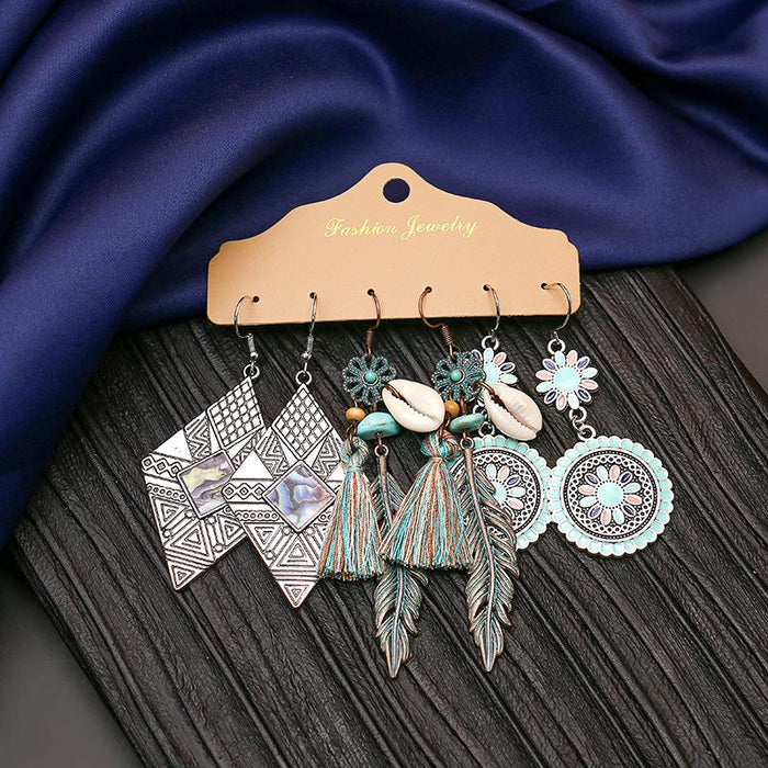 3 pairs/set Earrings Bohemian Style Jewelry X0X36218