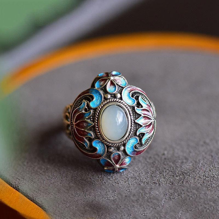 Imitation Hetian Jade Ring Women's National Style Jewelry