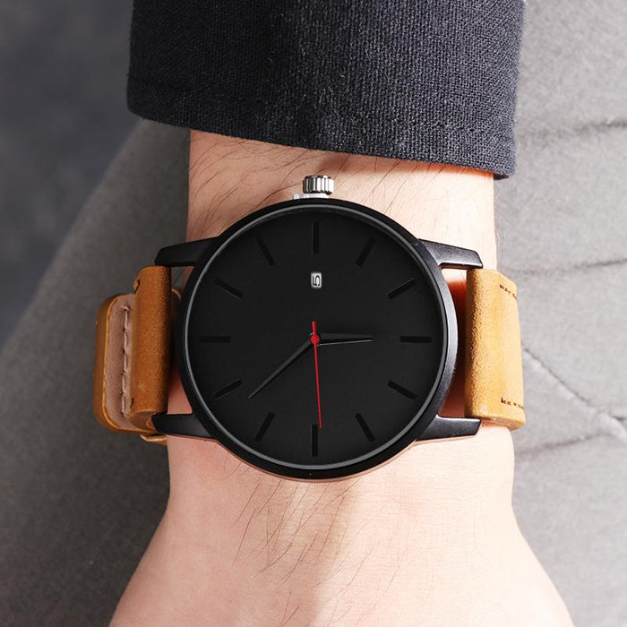 Men's Watches Fashion Leather Quartz Wristwatch