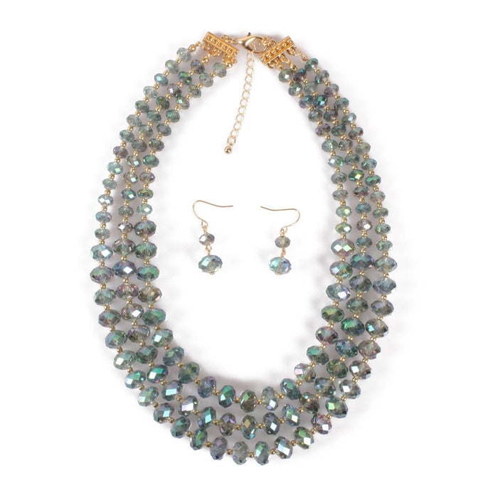 Women's jewelry retro multi-layer exaggerated Glass Crystal Necklace