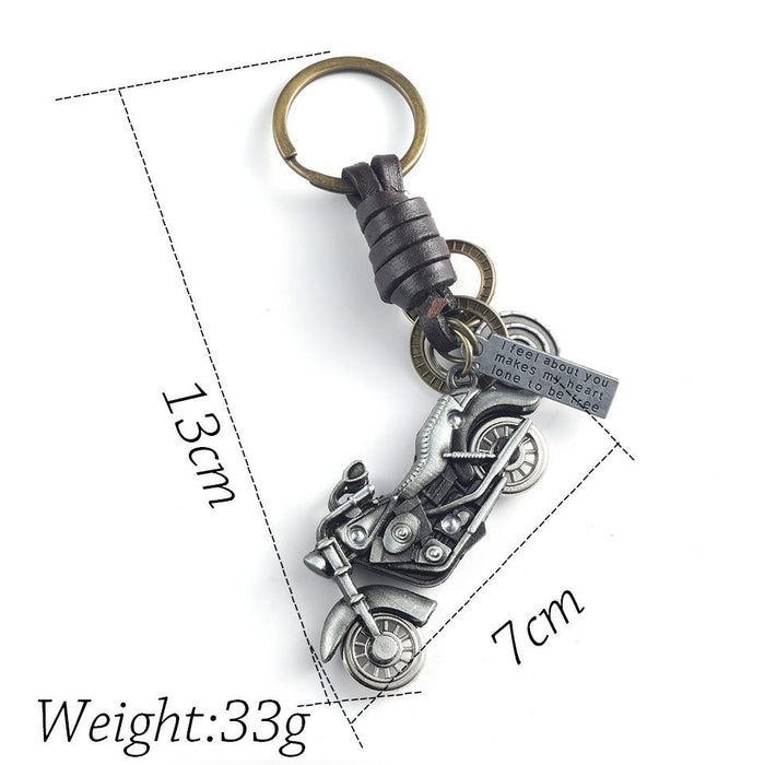 Metal Keychains Harley Motorcycle Leather woven key pendant retro bag metal pendant