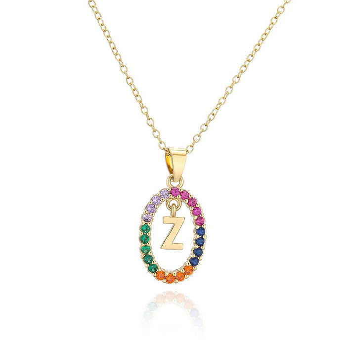 Ins Small Fresh 26 English Letter Zircon Pendant Necklace