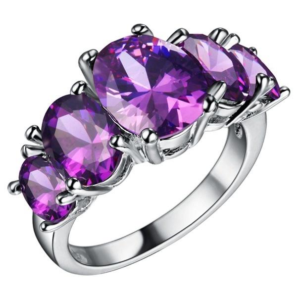 Luxury Stones Women Jewelry Purple /Mix-Color Zircon Rings
