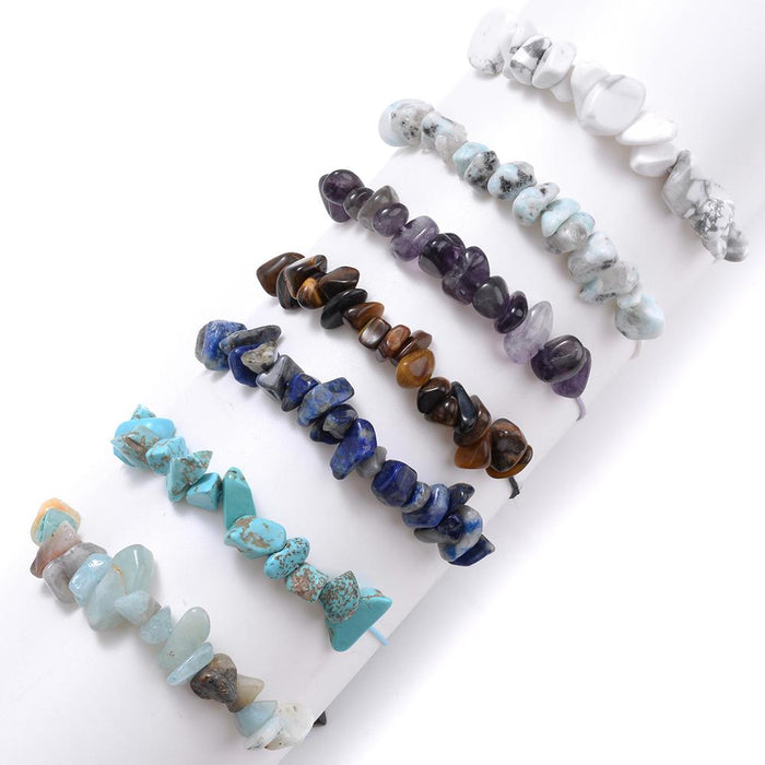 Irregular Natural Stone Crystal Beads Stretch Bracelet