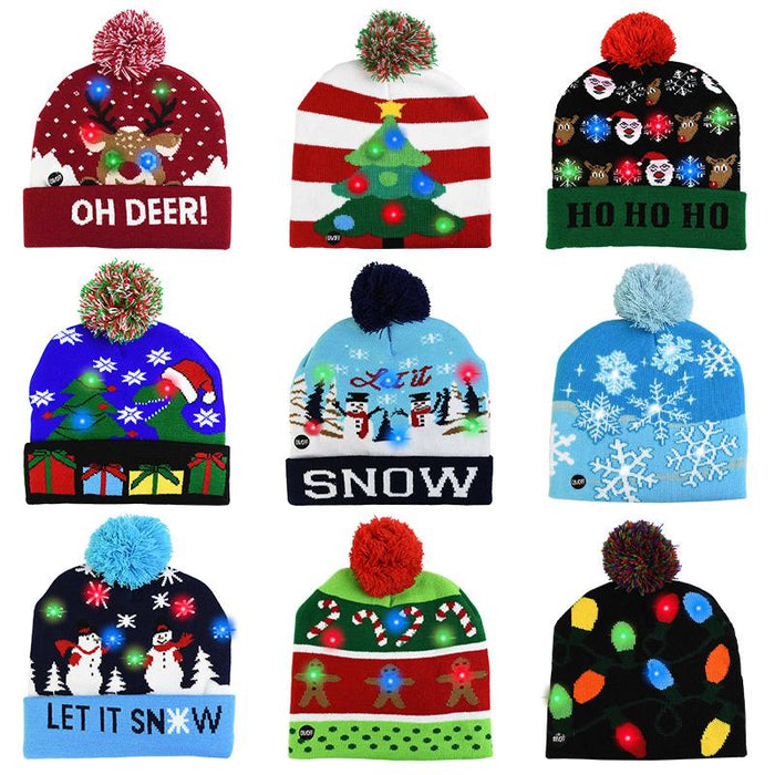 LED Christmas Beanie Christmas Light Up Knitted Hat