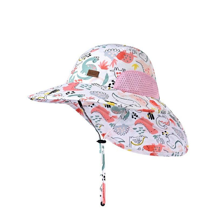 Cartoon Dinosaur UPF50 + Outdoor Children's Shawl Fisherman Hat