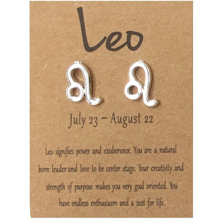 Twelve Constellations Brown Constellation Card Earrings