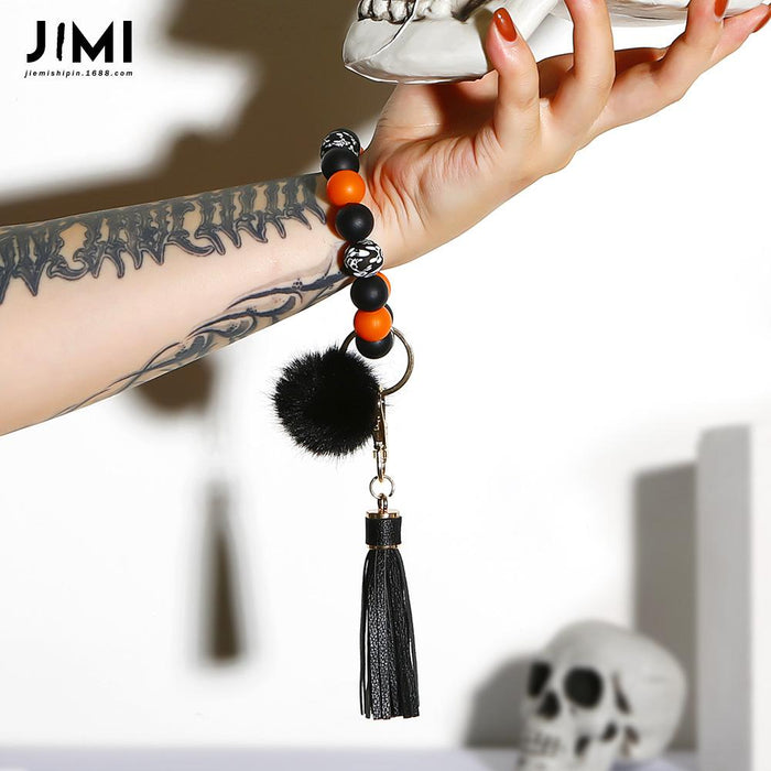 Fashion Ethnic Style Silicone Bead Bracelet Keychain