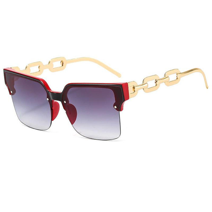 Half frame chain metal sunglasses