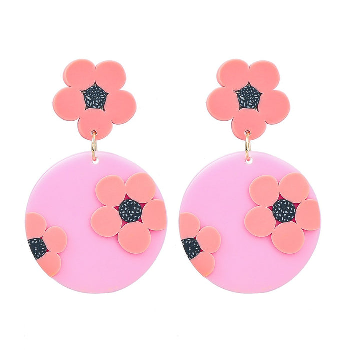 Summer Geometric Floral Terracotta Earrings