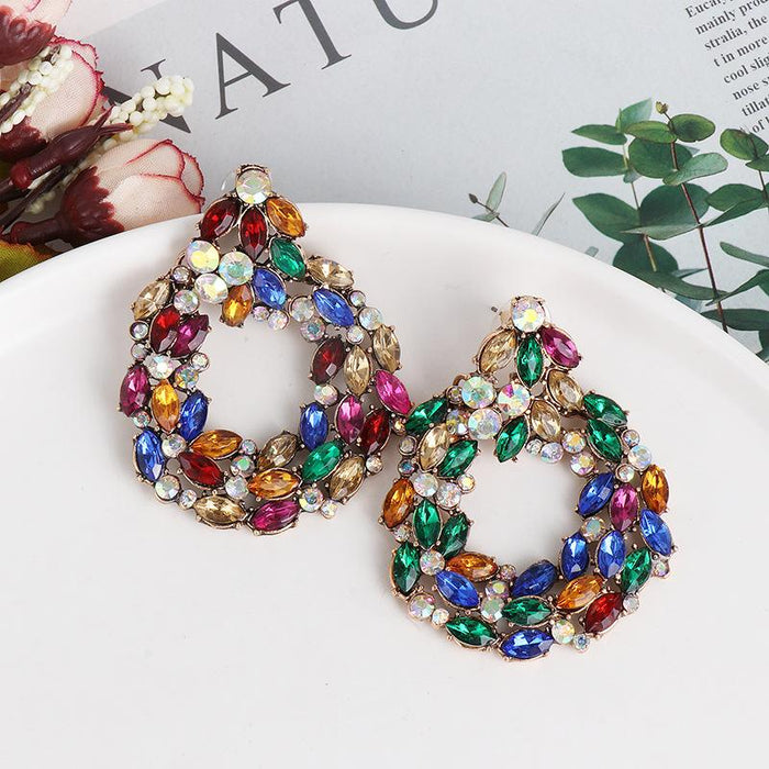 Women's Jewelry Fashion Color Earrings Inlaid Rhinestone