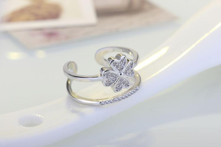 New Simple Four Leaf Flower Open Ring