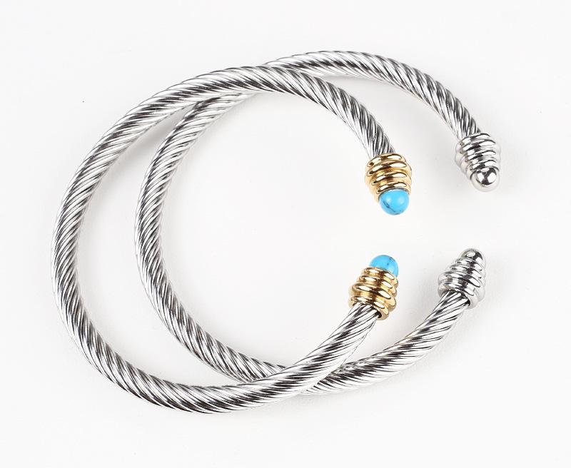 Titanium Steel Cable Bracelet Elastic Twist C Shape Bracelet Bangle