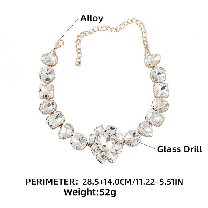 Women's Fashion Geometric Glass Rhinestone Necklace