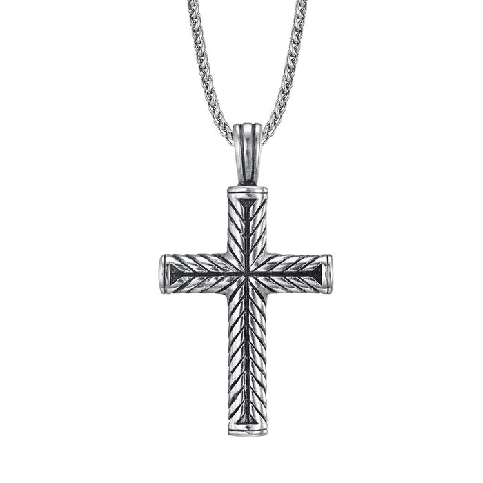 Men's Punk Rock Stainless Steel Cross Pendant Necklace