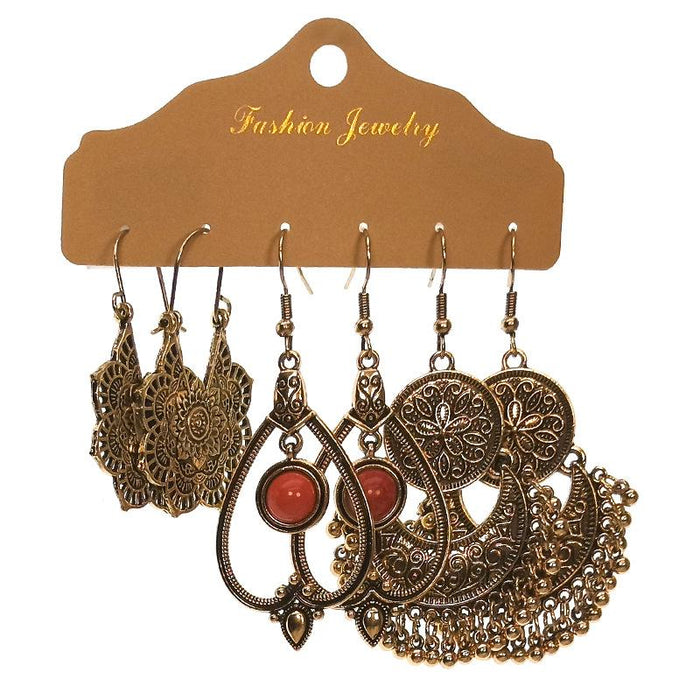 3 pairs/set Earrings Bohemian Style Jewelry X0X36219