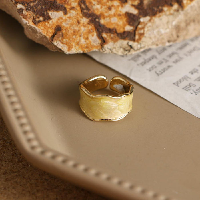 Vintage Geometric Handmade Wave Enamel Drip Glaze Rings