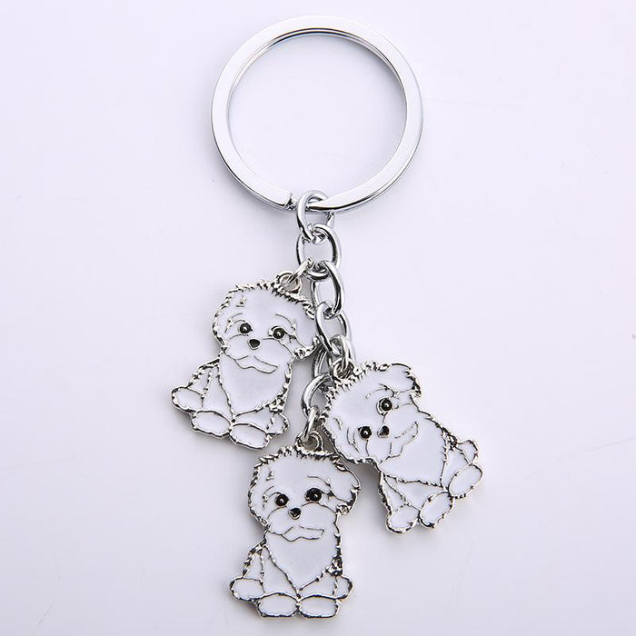 Cartoon Pet Dog Metal Keychain