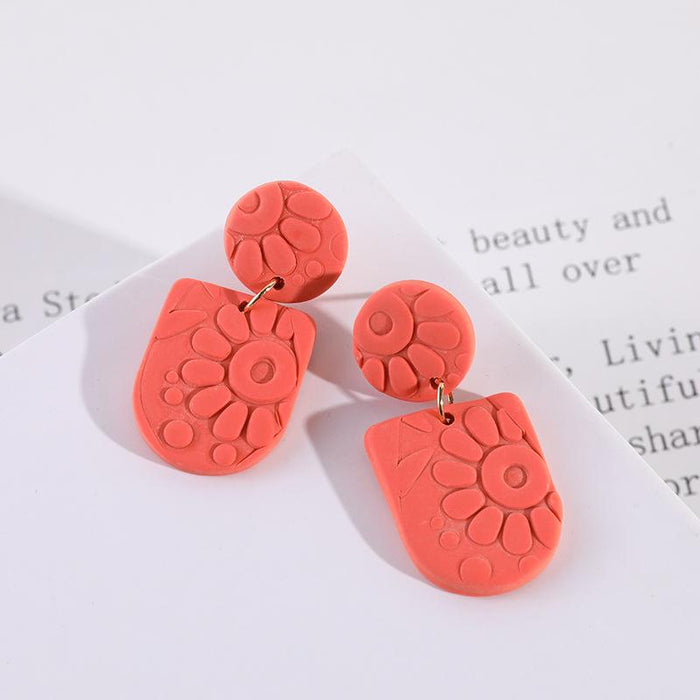 New Sunflower Exaggerated Clay Soft Pottery Earrings