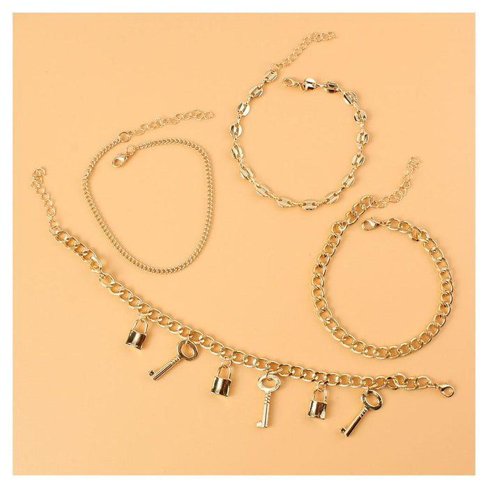 Alloy Lock Pendant Multi-layer Foot Chain Female Foot Decoration