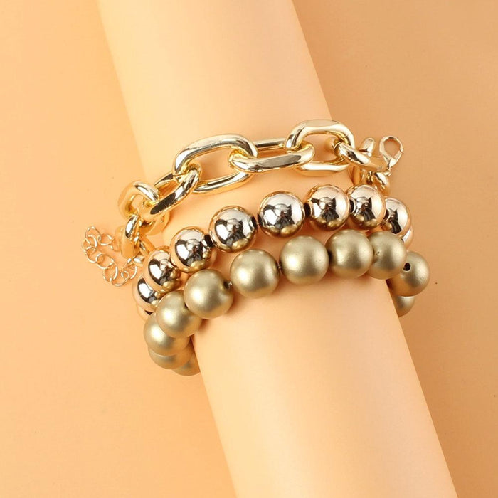 Fashion Hip Hop Exaggerated Round Bead Bracelet Women's Jewelry Set