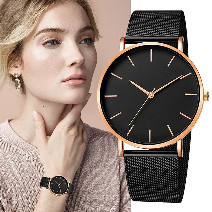 Fashion Quartz Watch Women Mesh Stainless Steel Wrist Watch