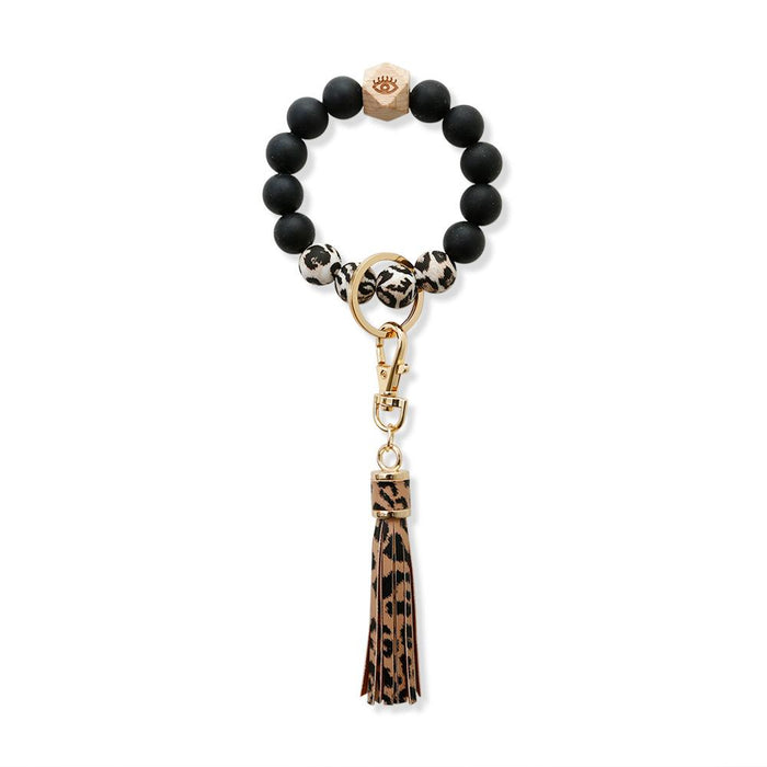 New Tassel Wood Bead Bracelet Silicone Bracelet Key Chain