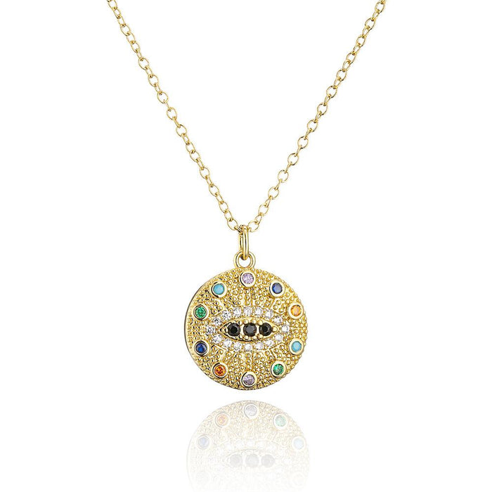 New Fashion Eye Pendant Gold Color Zircon Necklace