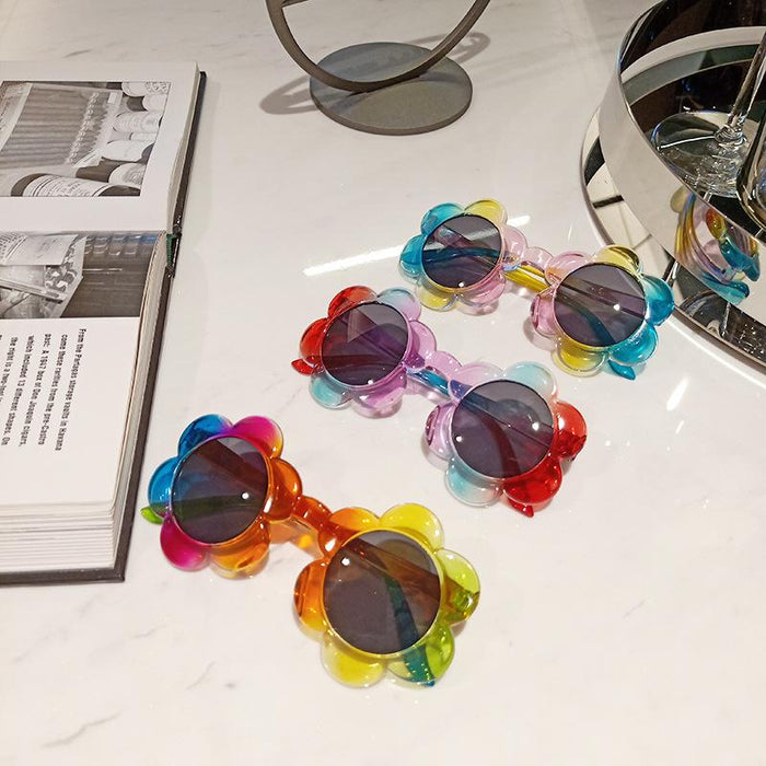 Fashionable Flower Transparent Jelly Color Children's Sunglasses