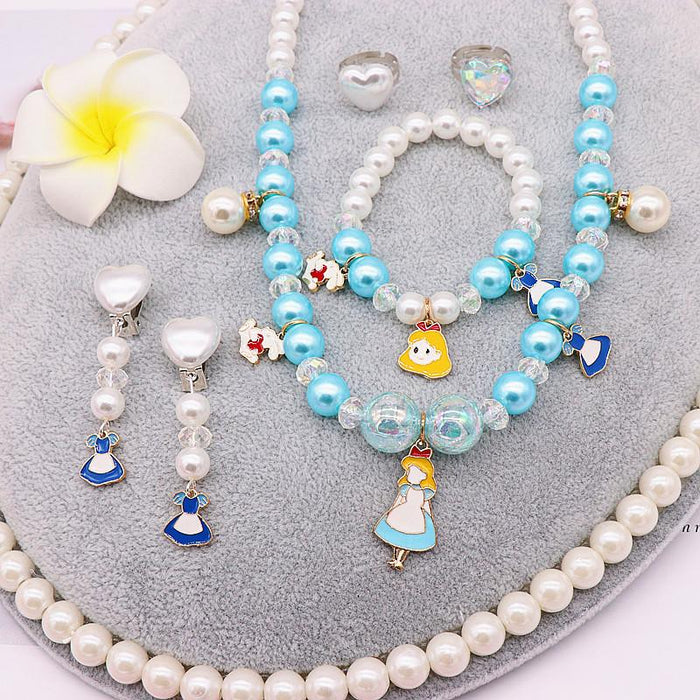 Children's imitation pearl Snow Princess Necklace Bracelet Set