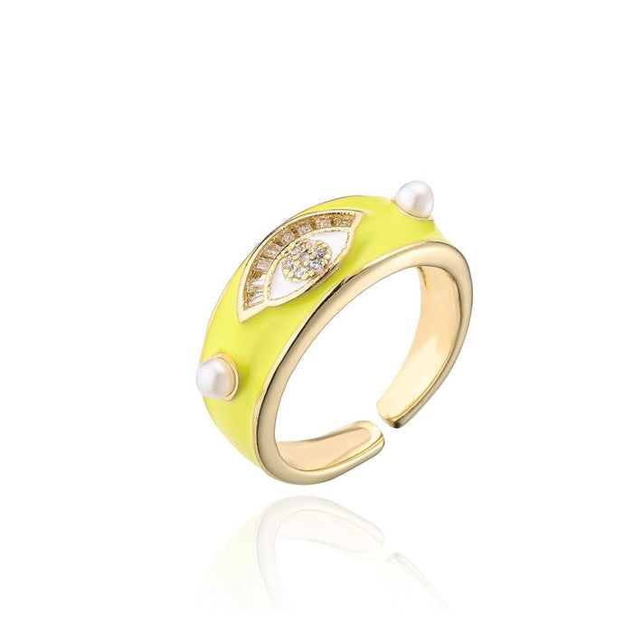 Colored Drip Zircon Statement Open Ring