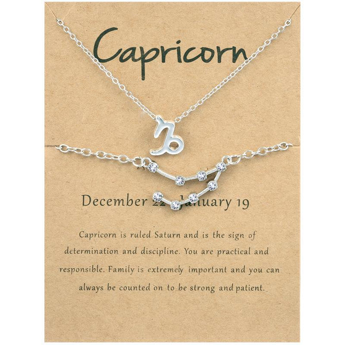 Twelve Constellations Necklace Diamond Bracelet Card Set