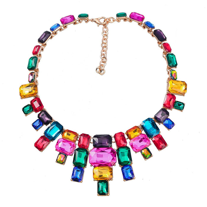 Women's Multicolor Rhinestone Alloy Clavicle Chain Necklace