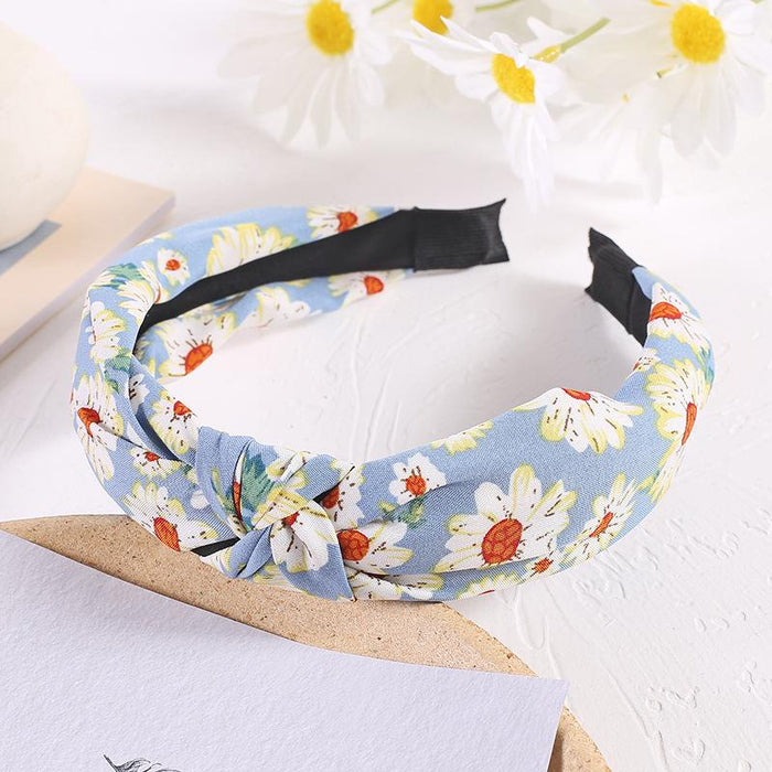 New Flower Headband Women Solid Color Knotted Hairband