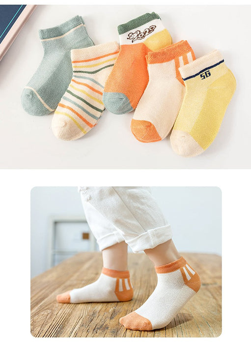 Spring Summer Children's Mesh Cartoon Cotton Boat Socks