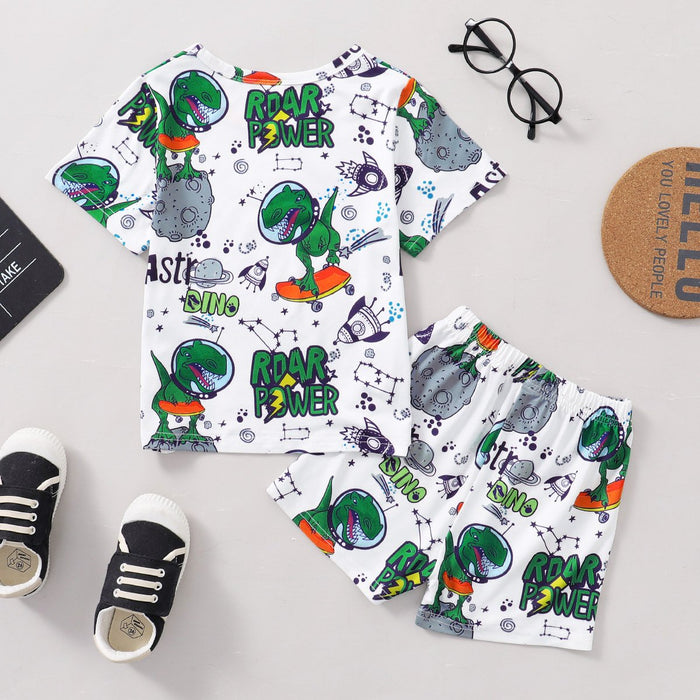 Children's printed letter set with short sleeves