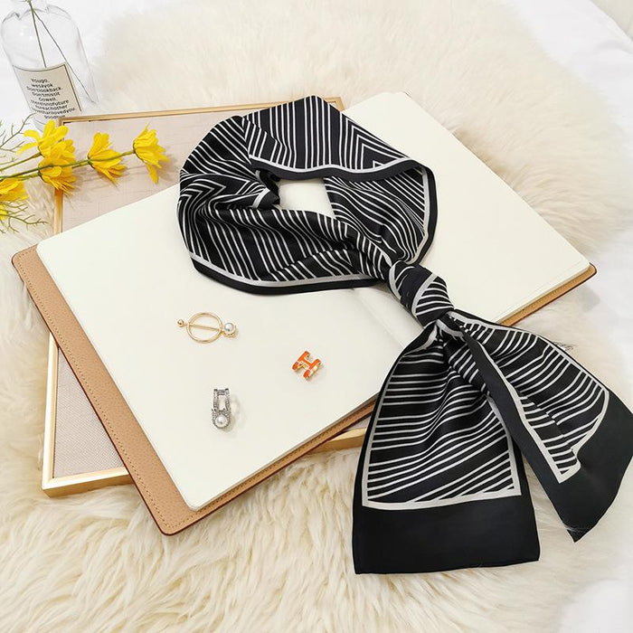 Imitation  scarf thin narrow strip leopard pattern simple waist chain scarf