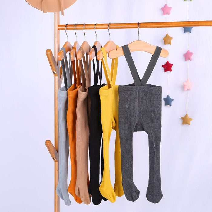 Breathable Kids Suspender High Waist Overall Leggings
