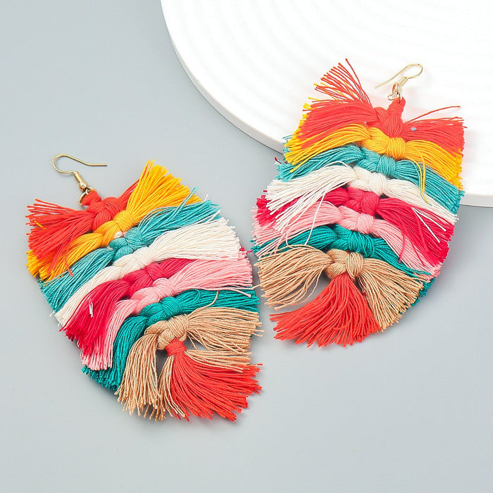 Women's Bohemian Style Hand Woven colour Matching Earrings