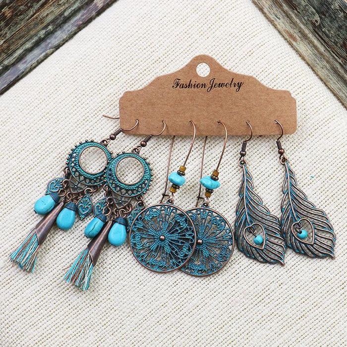 3 pairs/set Earrings Bohemian Style Jewelry X0X36206