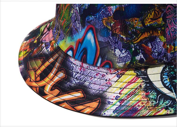 Street Hip Hop Sun Hat Graffiti Printed Fisherman Hat