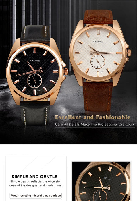 Yazole Business Small Seconds Brand Men's Watch Unique Leisure Fashion Leather Watches