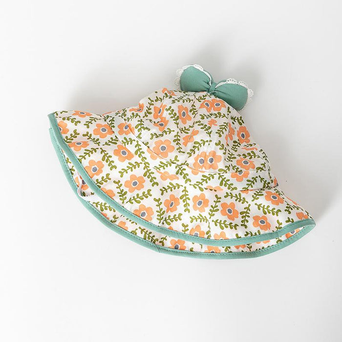 Summer Outdoor Floral Bow Children's Bucket Hat