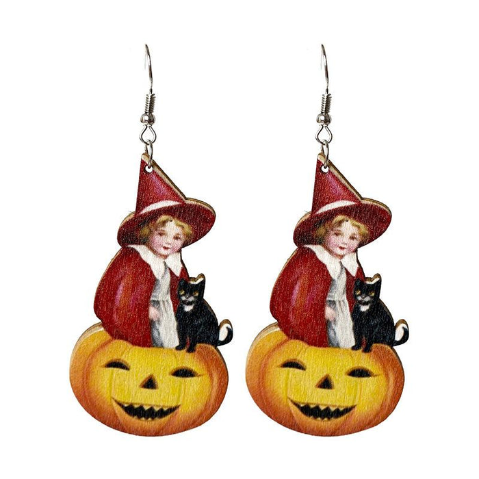 New Creative Cartoon Personality Ladies Wooden Earrings