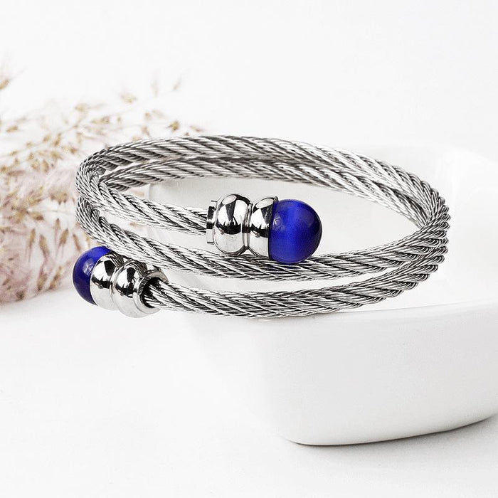 New Fashion Simple Stainless Steel Elastic Twisted Bracelet Bangle
