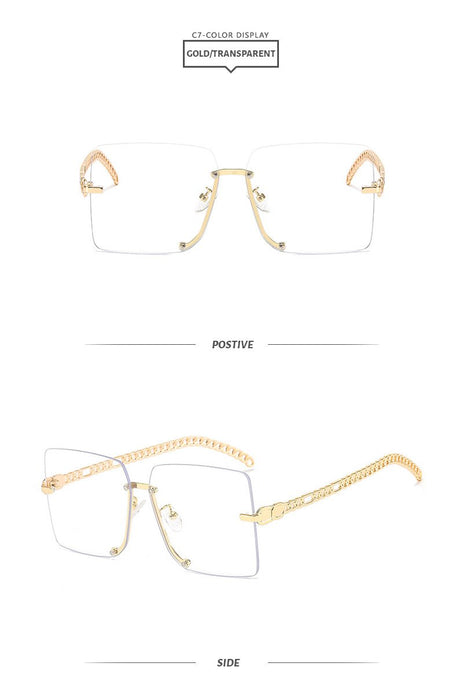 Sunglasses Women's square metal half frame sunglasses